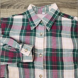 GUESS Jeans Plaid Flannel Top Shirt Women's Small Long Sleeve Outdoors